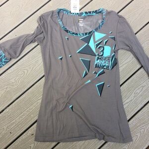 Zumba Fitness Gray and Blue Geometric Top